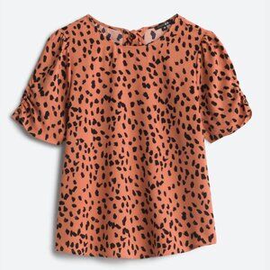 Claudia Ruched Sleeve Blouse - Coral animal print